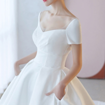 Main wedding dress 2021 new bride simple small man and super fairy dreamland tremble sound luxury big tailed female