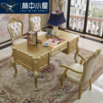 French desk and chair combination computer desk writing office table European champagne Golden tyrant Villa study set