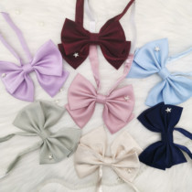 (Three pleated sparkling double butterfly) Original solid color JK bow tie female collar flower bow uniform small object