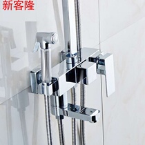 Full copper shower shower Shower Set Toilet Four Stalls Liftable Hot And Cold Adjustable Into Wall Type Quadrilateral Booster Shower