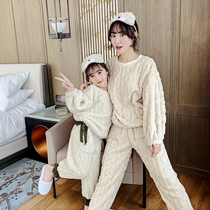 Japan Soft Honeys Mother Girl Childs autumn winter flannel CUHK Childrens ultra cute home Sleeping Clothes Pants
