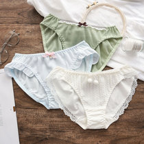 White underwear female cotton crotch girl Japanese lace cute high school student Girl low waist triangle trousers