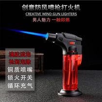 Creative Windproof Pen Trial Straight Punch Lighter Inflatable Body Ai Grass Cigar Welding Gun Lighter DIY Drop Glue Foam