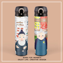 Original male and female couple models insulation cup Harajuku style cartoon Japanese portable gift large-capacity water cup cute student