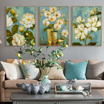 Art Magnolia Crystal porcelain decorative painting American style light luxury atmosphere framed painting living room bedroom background wall mural