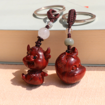 Car key pendant sandalwood cute calf wood carving car keychain personality creative gift mobile phone bag pendant