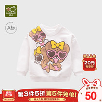 Rabbis official flagship childrens sweater spring and autumn new boys and girls casual tops baby T-shirt cute foreign style