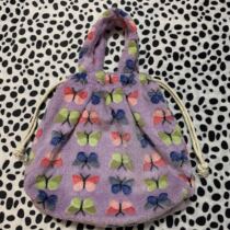 (Purple Butterfly Wrap) plush bag handbag Pull Rope Shrink Design Package Bag