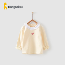 Tong Tai Chunqiu 1-4 years old baby girl clothes pullover round neck top out base shirt