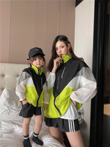 High-end pro-sub-clothing collared sun protection jacket 2021 spring and summer new even cap submachine clothing nets red mother-daughter womens clothing wave