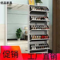 Dump shoe cabinet Ultra-thin 17cm easy assembly Living room shoe cabinet door European multi-functional mirror high cabinet Economic type