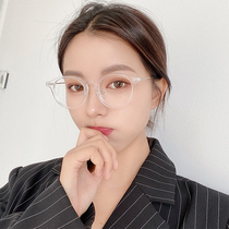 Transparent glasses frame women ins myopia can be matched anti-blue light round face mens big frame vegan black frame glasses with small face