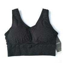 Quality hard goods moderate shockproof running sports bra black chicken heart collar fitness underwear ~ tight fit small