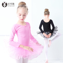 Childrens skirt dance clothes girls spring long sleeve gauze dress practice clothes Princess performance clothes ballet uniform