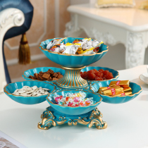 Eurostyle creative rotating dry fruit tray Living room Tea Table Adornment Pendulum American Three-tiered Chinese New Year snacks count heart tray