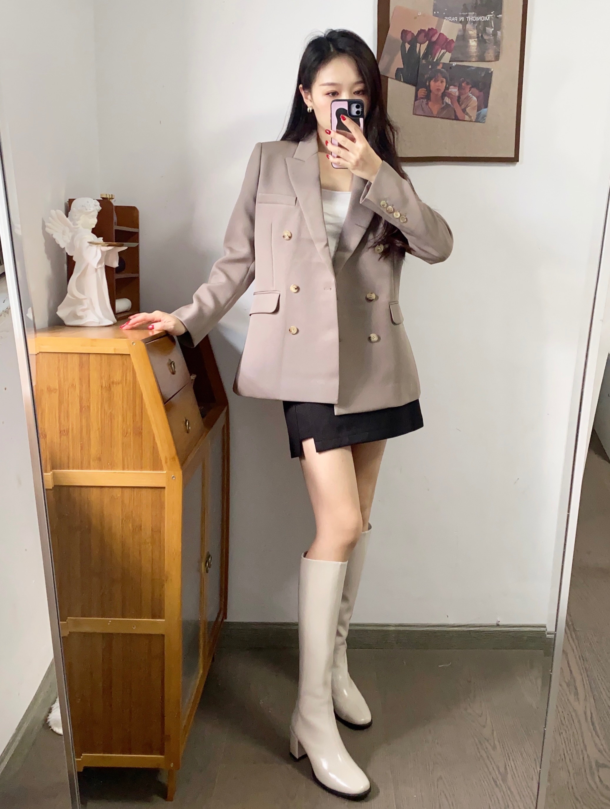 biiya比雅独立工作室 不过膝长筒靴高筒骑士女靴