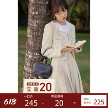 Beautiful emperor easy to play with imitation hemp fabric small scented wind suit jacket half body skirt and two sets of 2022 spring