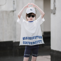 Girls medium and long short-sleeved T-shirt 2022 summer medium and large childrens pure cotton thin section loose casual childrens net red top