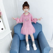 Girls 2020 new autumn dress girl fashionable Foreign long sleeve sweater skirt dress in big Children Spring and Autumn loose skirt