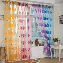 Muzige color window screen curtain Living room bedroom balcony glass large flower cut flower screen curtain Finished curtain cloth