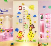 Cartoon Giraffe 3d three-dimensional body sticker baby measuring height ruler childrens room kindergarten living room wall sticker decoration