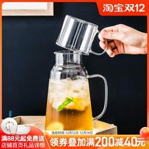 European-style large-capacity glass water bottle with water Cup heat-resistant tea kettle summer cold drink cool water bottle one cup one pot set