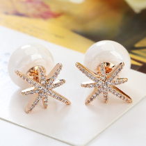 Stud earrings 2021 new trendy face small pearl six-pointed star earrings temperament atmosphere net red high-grade earrings women