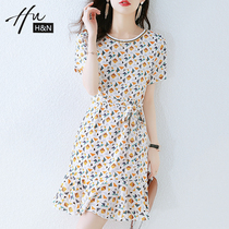 French high-end dress summer 2021 New lace-up waist thin temperament geometric print skirt children