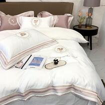  ALEX high-end light luxury style 100 pieces of cotton four-piece silk embroidery pure cotton quilt cover bedding 1 8 bed sheet