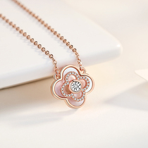 When it comes to functioning rotating four-leafy grass diamond necklace female rose gold heard-moving diamond pendant neck chain real drill