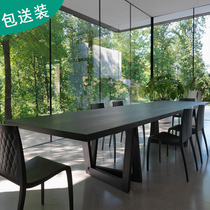 Industrial Wind Loft Conference Table Large Solid Wood White Creative Big Board Table Bench View Table Library Strip