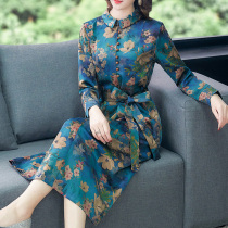 Spring and Autumn 2020 new womens heavy silk Mulberry silk fragrant cloud yarn long sleeve dress high-end big name Nordic style