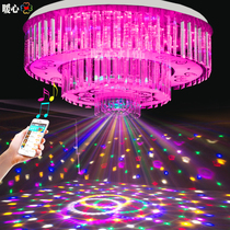 LED round crystal living room lights colorful Bluetooth music audio bedroom ceiling lights modern wedding room restaurant lamps