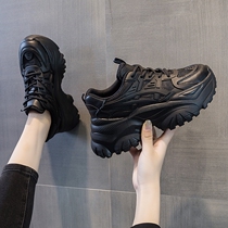 Tide thick soles increase daddy shoes in the spring of 2023 new black casual shoes soft sole sports shoes