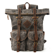 奇古西新款帆布休闲男包大学生书包大容量双肩背包户外潮流旅行包