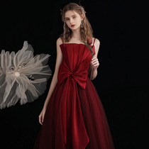 Toast to the bride 2022 new summer backdoor wine red normally wear wedding engagement harness night gown woman