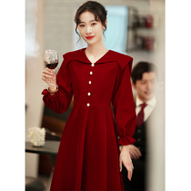 Pregnant woman Bride Toast to Belly 2022 New Wine Red Engagement Gown Dress Big Code Fat Mm Normal Wear