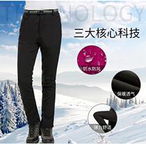 Autumn and winter stormtrooper pants mens plus velvet thickened warm windproof waterproof and cold-proof ski fleece outdoor mountaineering pants women