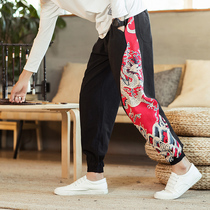 Social guy autumn pants mens casual pants loose small feet Haren pants trend National Wind beam feet wide leg pants