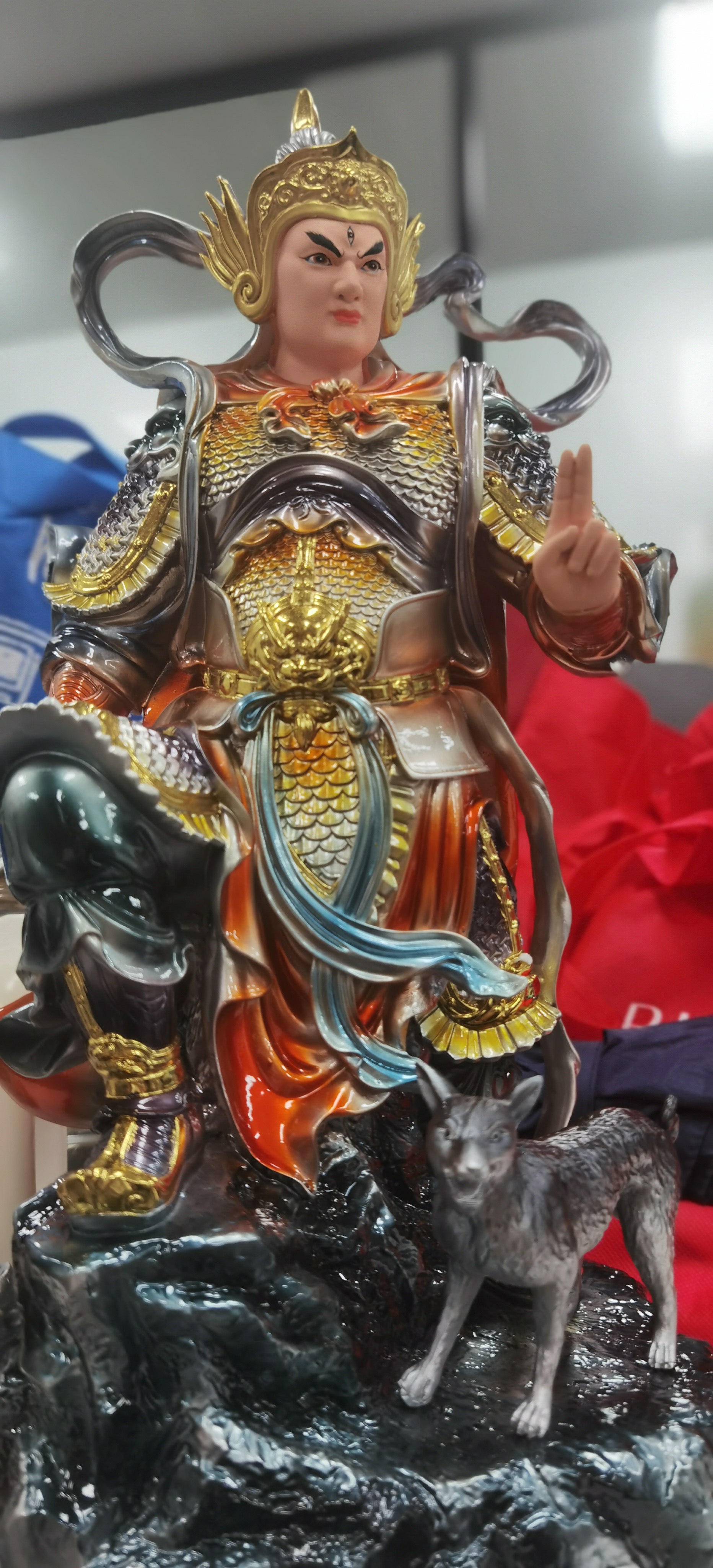 二郎神杨戬神像家居树脂站二郎真君将军哮天犬天家用供奉摆件