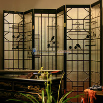  Yangzhou lacquerware Neoclassical lacquer art Home decoration lacquer silver pane six-fold screen entrance partition customization