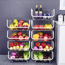 304 stainless steel kitchen vegetable shelf floor multi-layer shelf fruit basket storage basket basket
