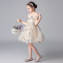 Flower girl wedding dress puffy gauze girl birthday princess dress foreign child piano performance host evening dress