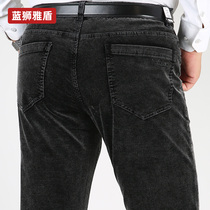 Dads corduroy mens pants loose middle-aged and elderly thick straight casual pants autumn and winter middle-aged velvet pants