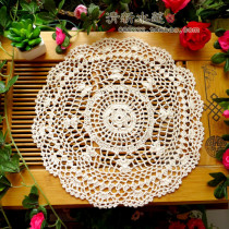 Fresh Water Lotus Pure Cotton Lace Hand Crochet Hook Flower Hollowed-out Weave Central Europe Style Decorated Round Table Mat