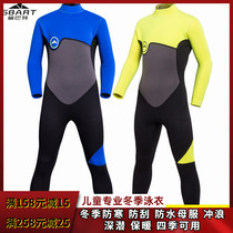 2mm childrens diving suit big and small boy warm one-piece long-sleeved swimsuit youth cold-proof surf diving suit