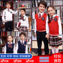 Kindergarten Garden clothes Spring and autumn clothes pure cotton class South Korean version knitted Machia Three suit Primary school students Inn Leng school uniforms
