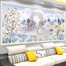 Diamond Painting 2022 New Living Room Elk Scenery Cross Embroidered Property Tree Landscape Painting Crystal Dot Stick Diamond Embroidery
