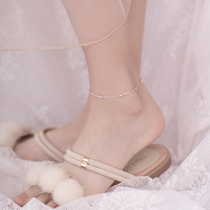 s925 silver Korean version simple Japanese small light bead anklet female fashion temperament student foot decoration 2021 new summer small