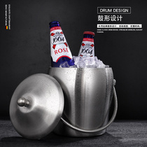 Stainless steel ice bucket bar KTV commercial chilled cold beer barrel household with lid insulated ice cube champagne bucket large